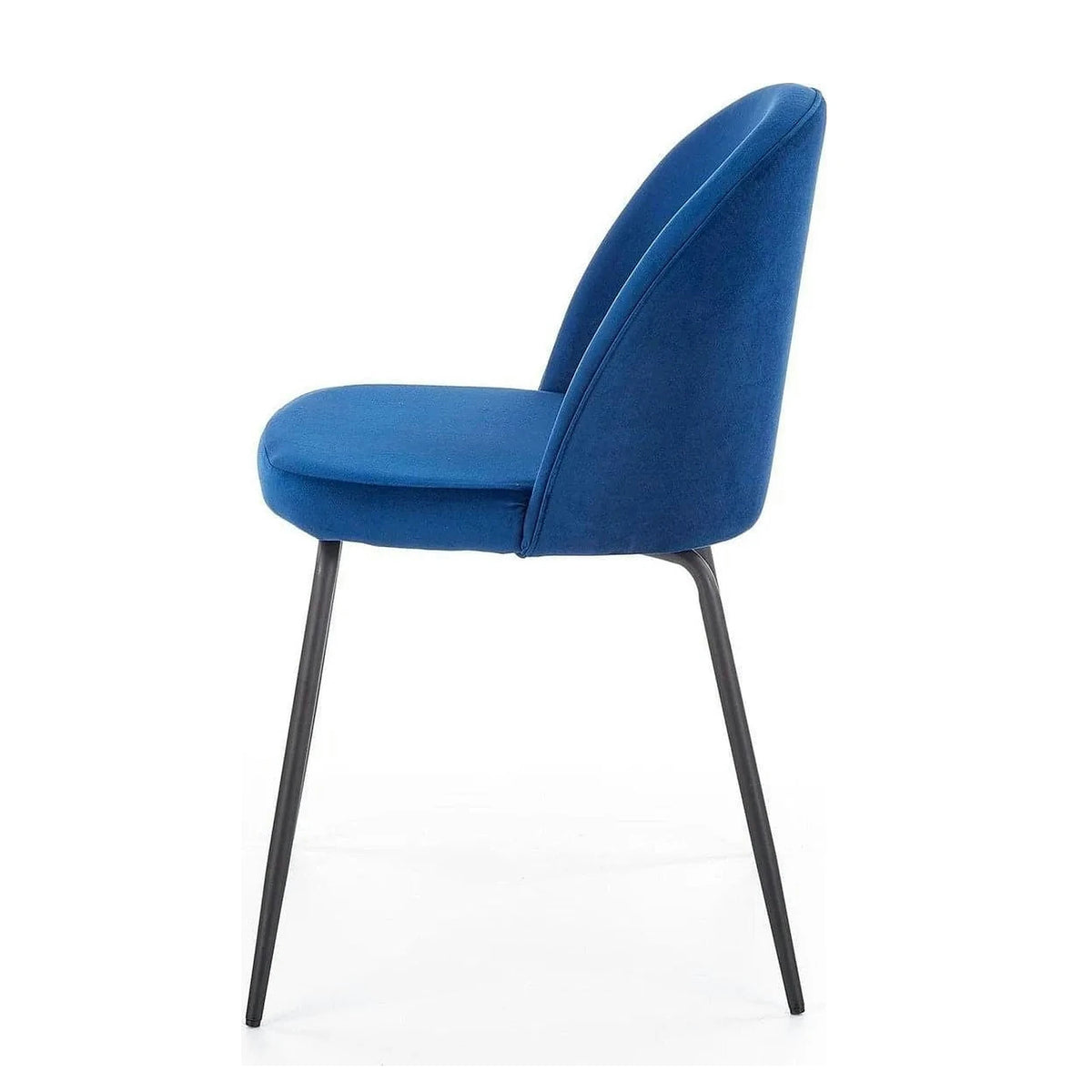 Scaun modern K314, albastru/negru, stofa catifelata/metal, 49x50x80 cm