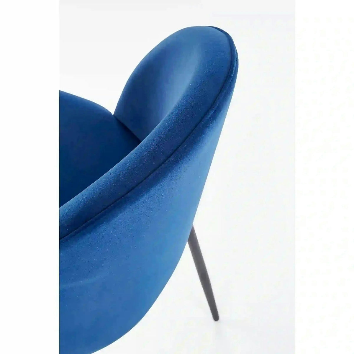 Scaun modern K314, albastru/negru, stofa catifelata/metal, 49x50x80 cm