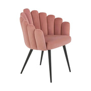 Scaun modern tapitat K410, roz/negru, stofa catifelat/metal, 65x62x85 cm
