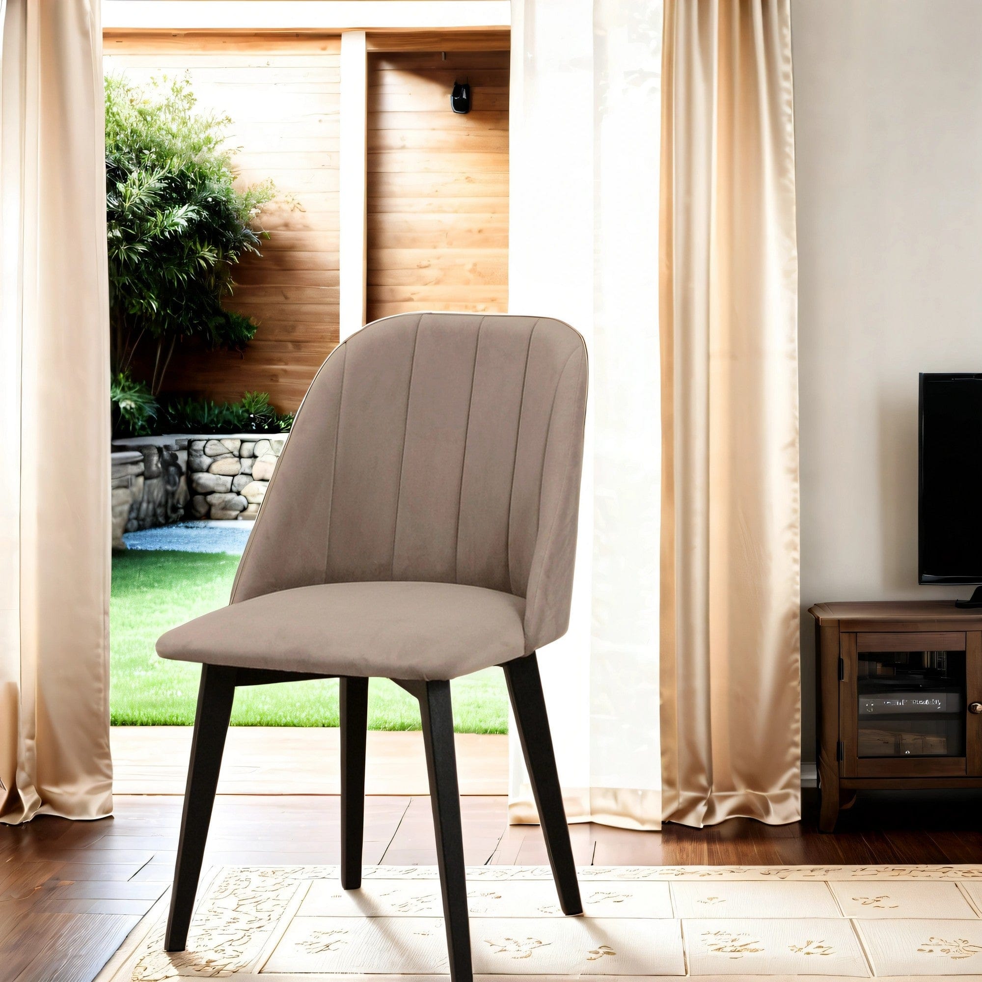 Scaun MONTI 3, negru/grej - Riviera 16, lemn de fag/stofa catifelata, 48x46x83 cm
