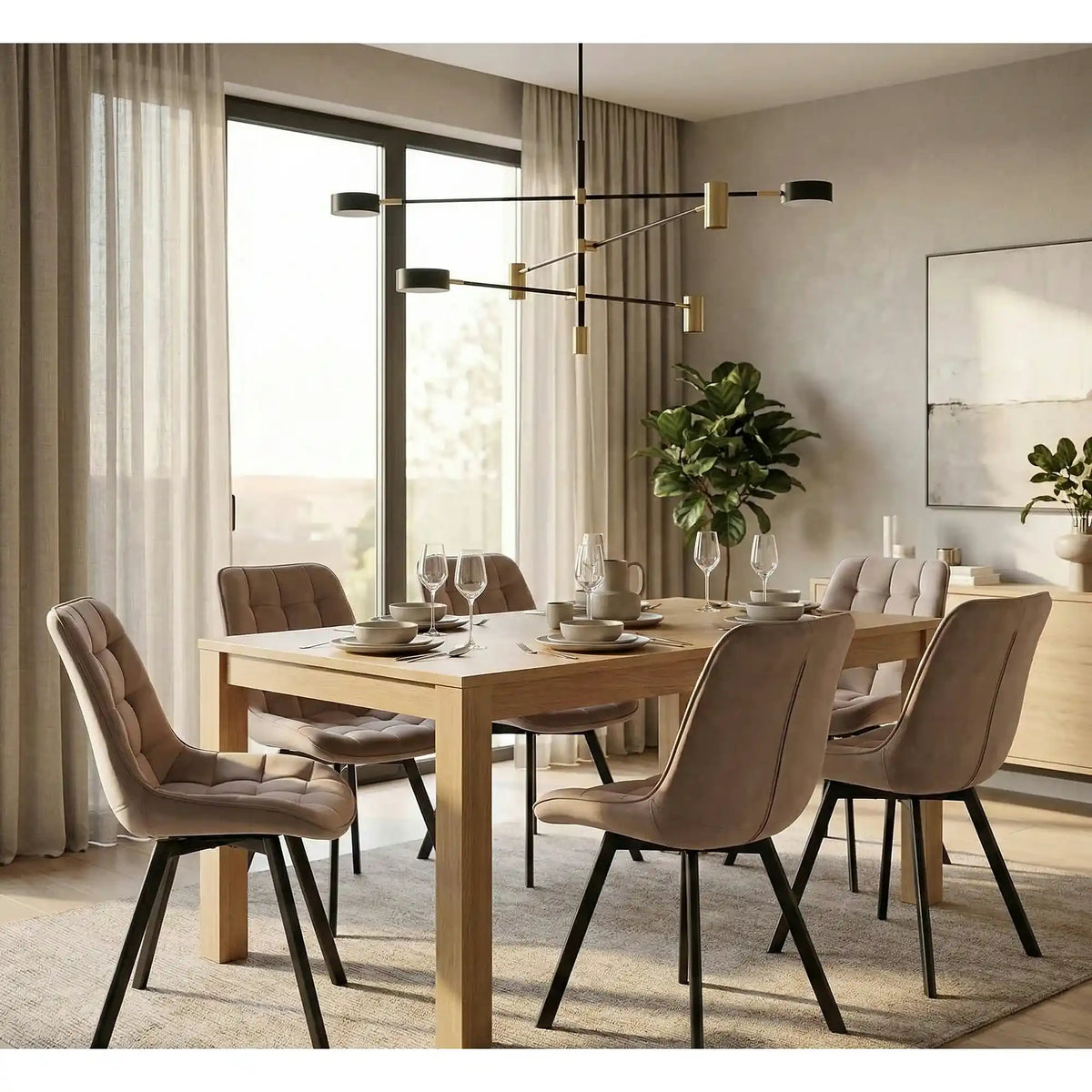 Scaun MONTI, bej inchis - Bluvel 40, stofa catifelata/metal, 51x60x88 cm