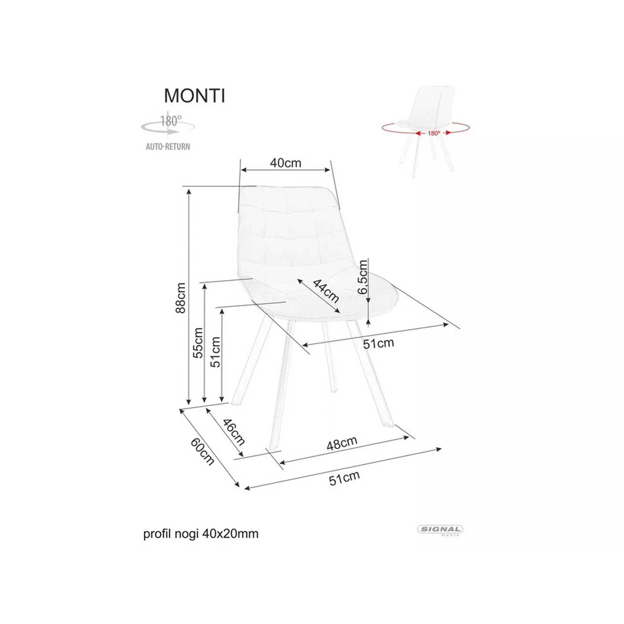 Scaun MONTI, bej inchis - Bluvel 40, stofa catifelata/metal, 51x60x88 cm