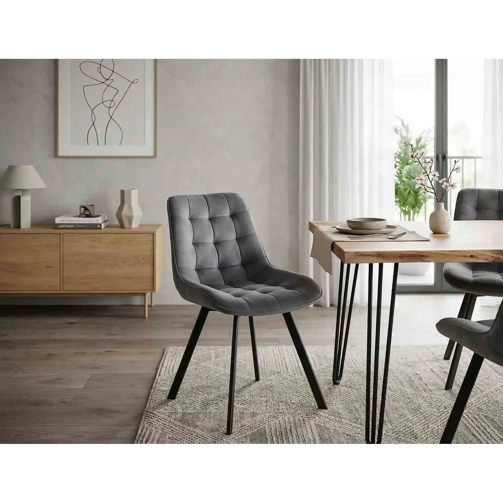 Scaun MONTI, gri - Bluvel 14, stofa catifelata/metal, 51x60x88 cm