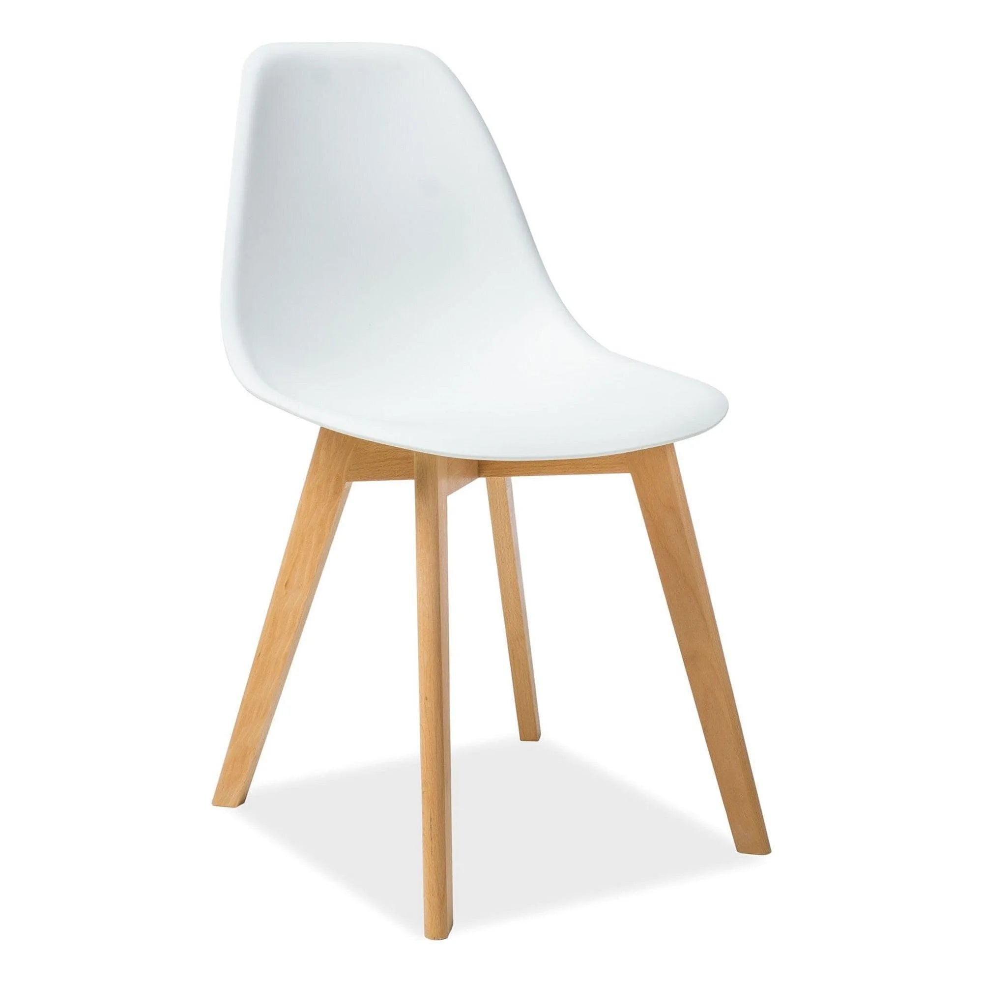 Scaun Moris, alb/stejar, plastic/lemn de fag, 46X38X85 cm
