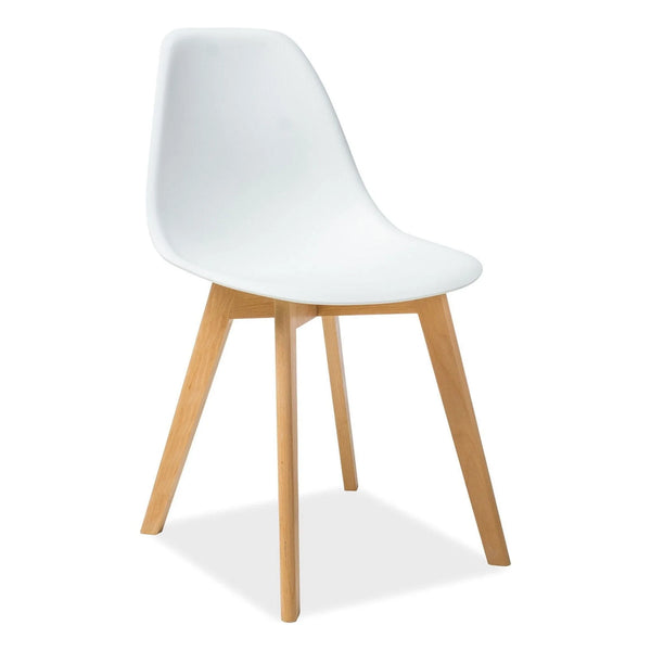 Scaun Moris, alb/stejar, plastic/lemn de fag, 46X38X85 cm