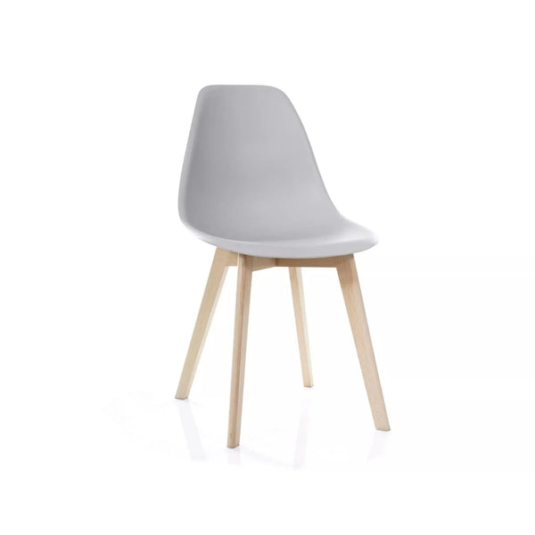Scaun Moris, gri deschis/fag, plastic/lemn de fag, 46x37x81 cm