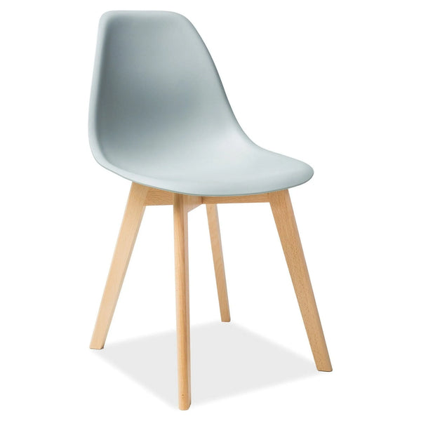 Scaun Moris, gri deschis/stejar, plastic/lemn de fag, 46X38X85 cm