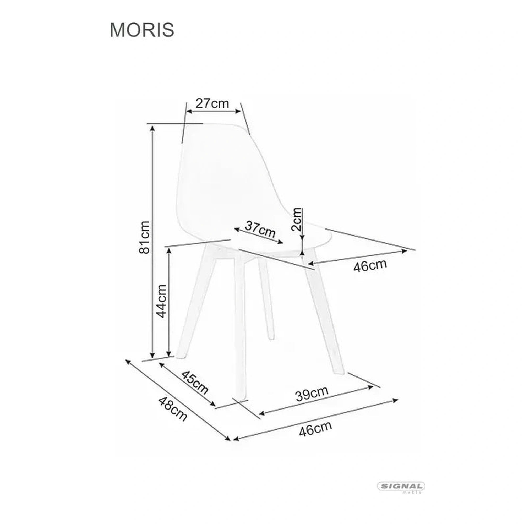Scaun Moris, negru/stejar, plastic/lemn de fag, 46X38X85 cm