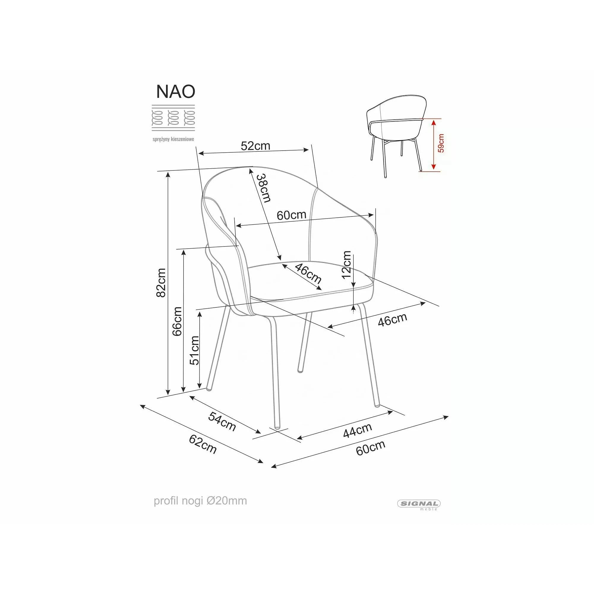 Scaun NAO, cappuccino/negru, stofă/metal, 60x46x82 cm