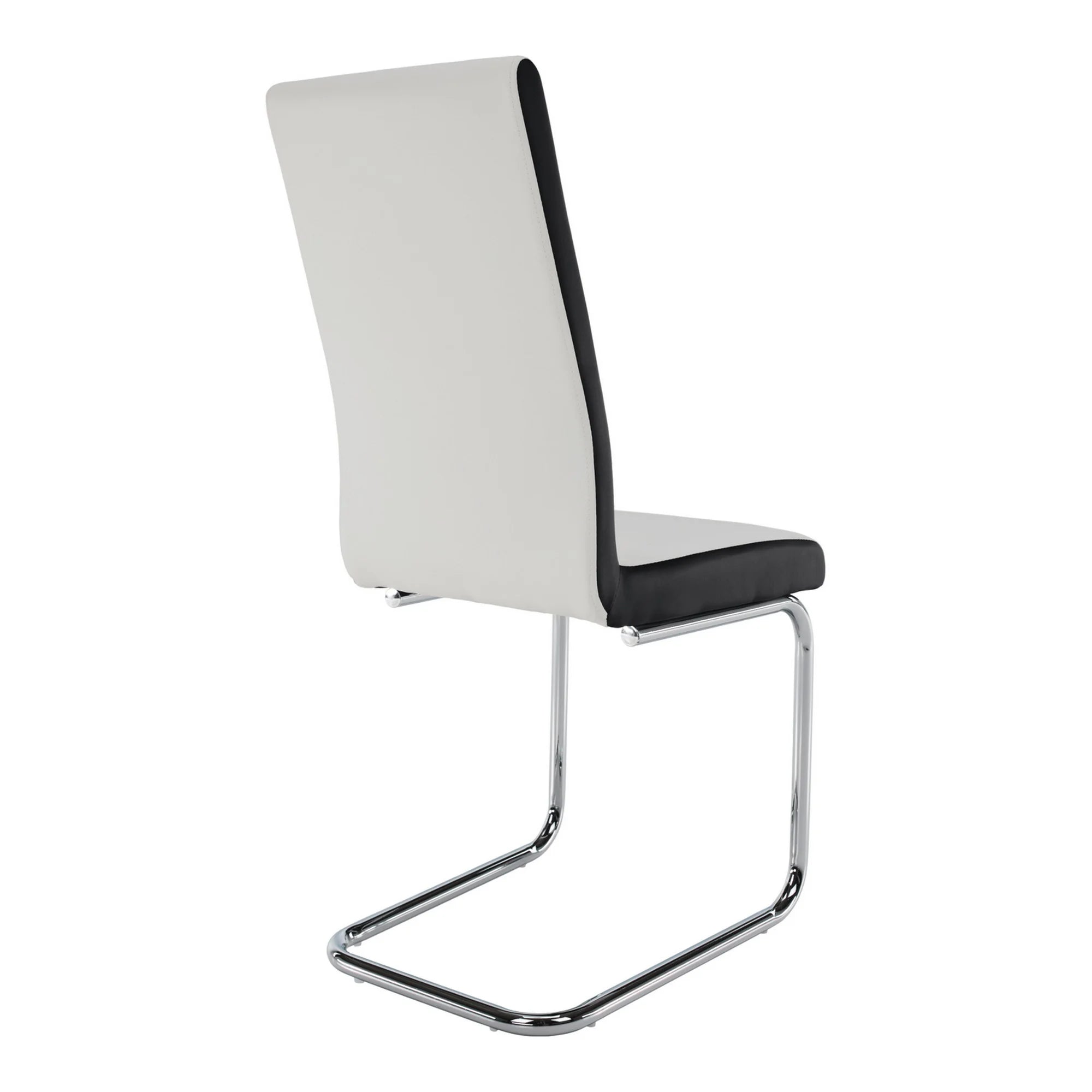 Scaun NEANA, alb/negru/crom, piele ecologica/metal, 42x42x98 cm