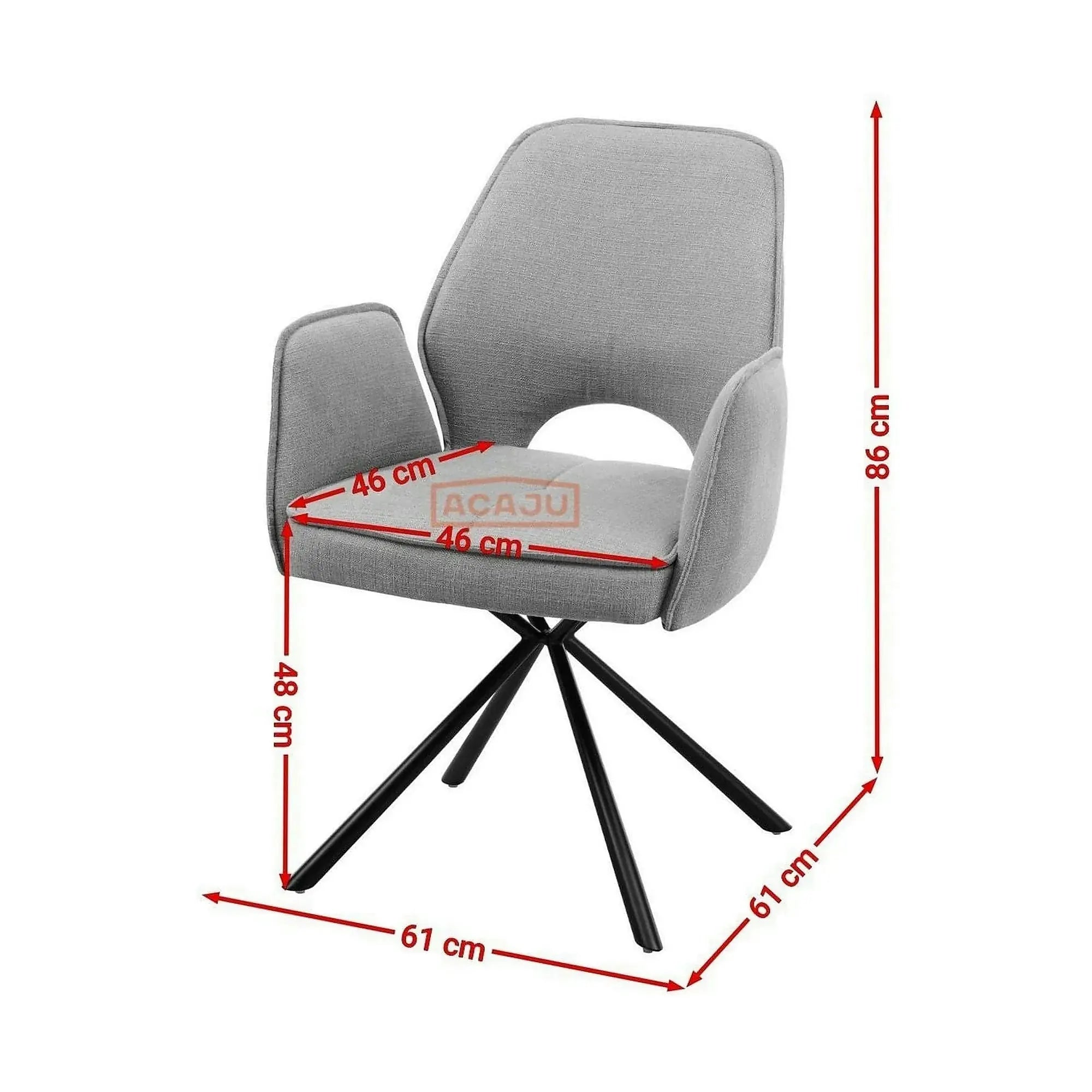 Scaun NELE structura metalica, gri, 61x61x48/86