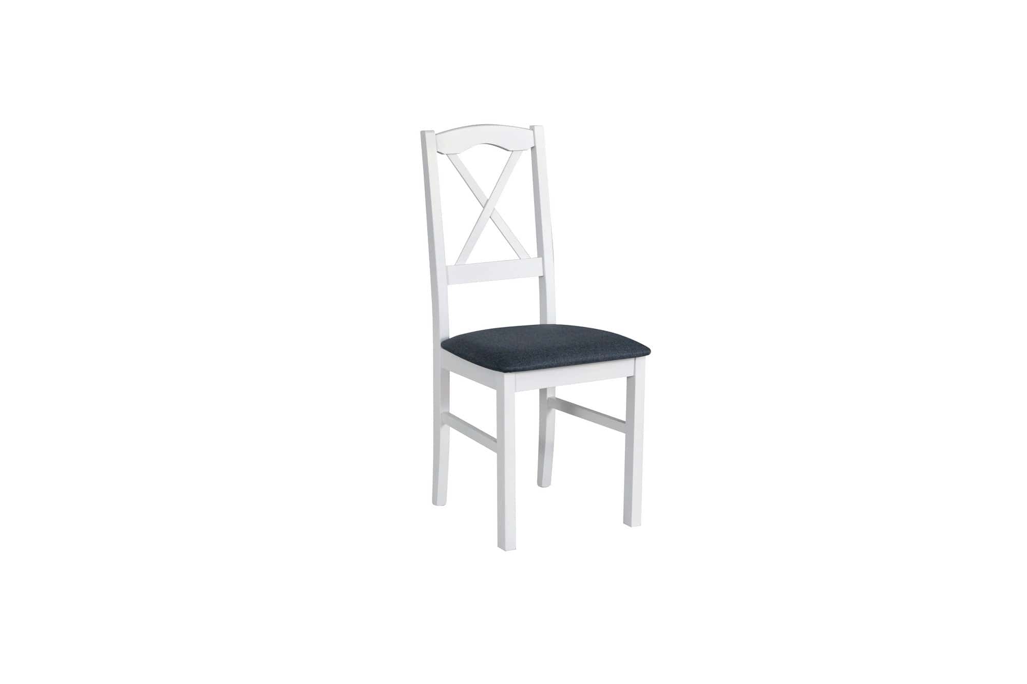 Scaun NILO 11, alb/gri inchis - Hygge 96, lemn de fag/stofa clasica, 43x40x90 cm