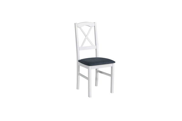 Scaun NILO 11, alb/gri inchis - Hygge 96, lemn de fag/stofa clasica, 43x40x90 cm