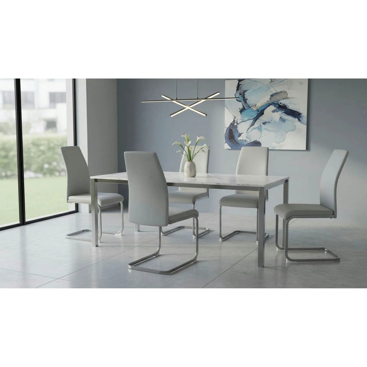 Scaun NOBATA, gri deschis, piele ecologica/metal, 42x56x99 cm