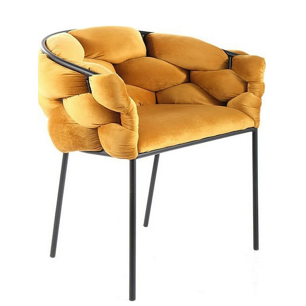 Scaun NORTE, galben mustar/negru, stofa catifelata/metal, 76x40x75 cm