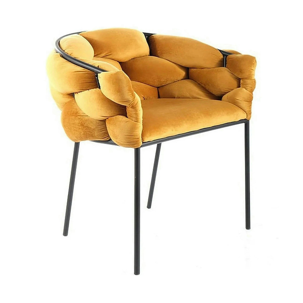 Scaun NORTE, galben mustar/negru, stofa catifelata/metal, 76x40x75 cm
