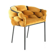 Scaun NORTE, galben mustar/negru, stofa catifelata/metal, 76x40x75 cm