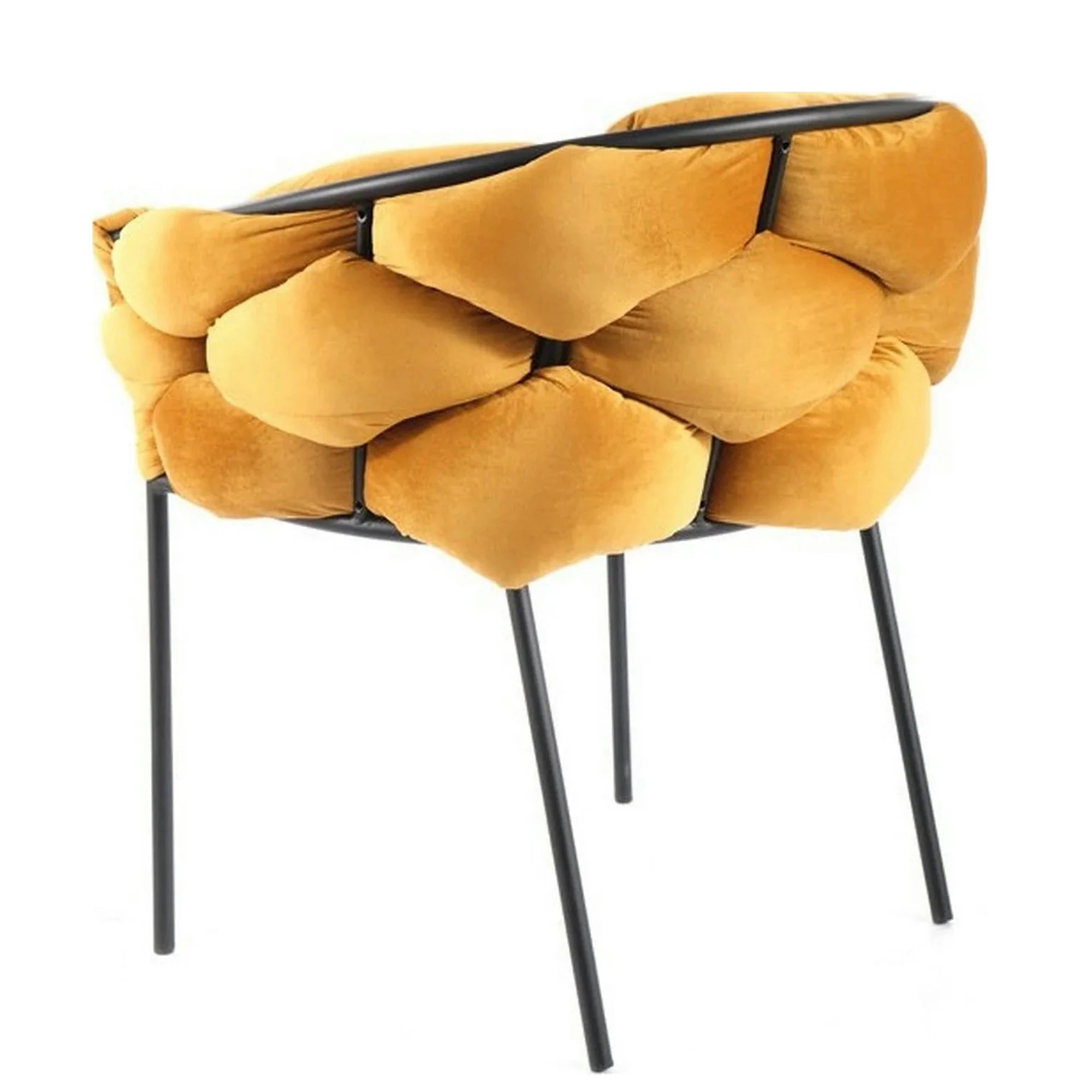 Scaun NORTE, galben mustar/negru, stofa catifelata/metal, 76x40x75 cm