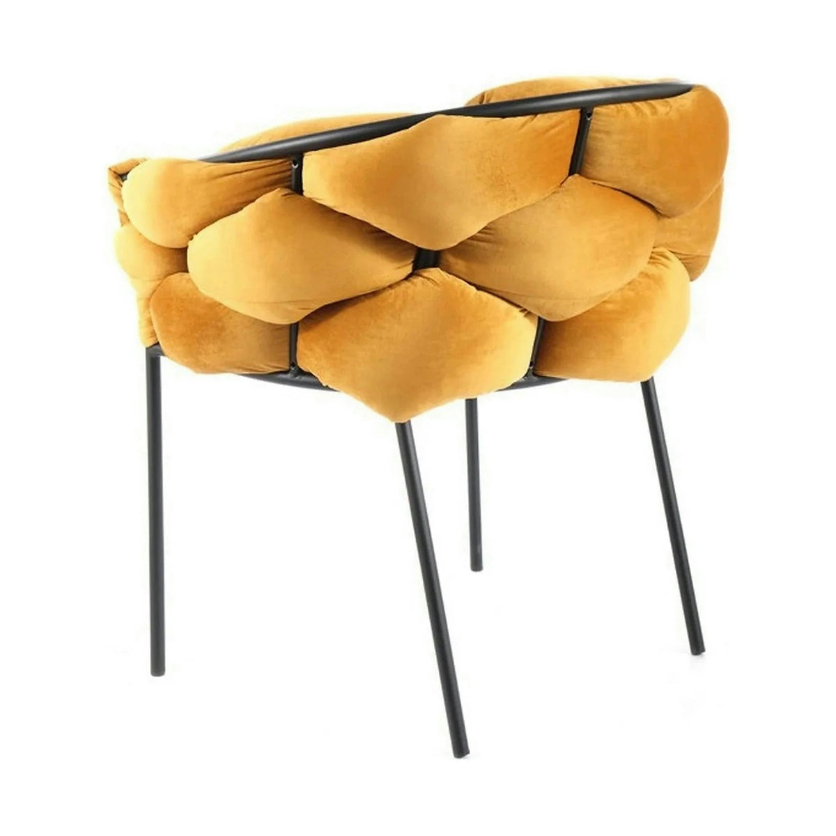 Scaun NORTE, galben mustar/negru, stofa catifelata/metal, 76x40x75 cm