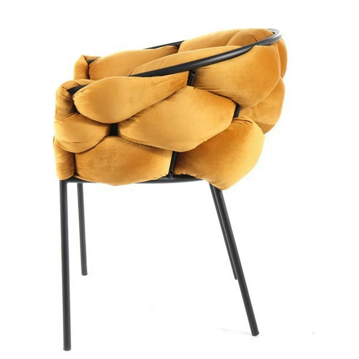 Scaun NORTE, galben mustar/negru, stofa catifelata/metal, 76x40x75 cm