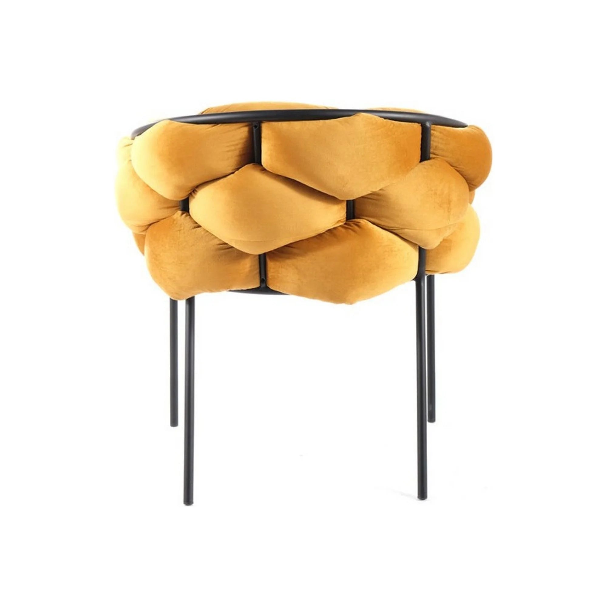 Scaun NORTE, galben mustar/negru, stofa catifelata/metal, 76x40x75 cm