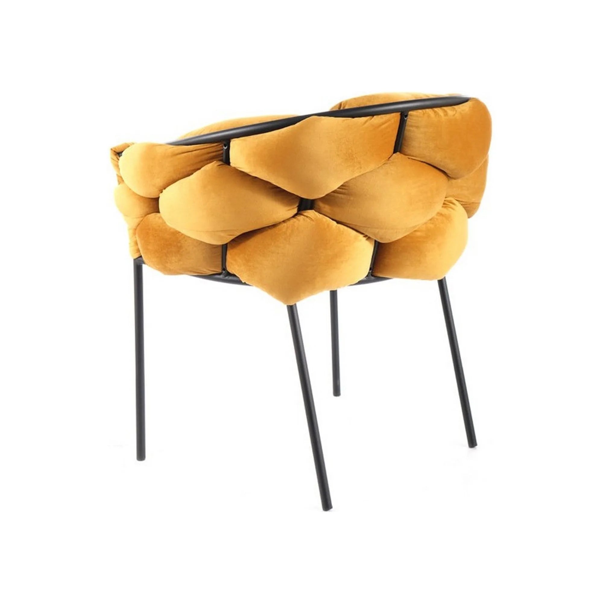 Scaun NORTE, galben mustar/negru, stofa catifelata/metal, 76x40x75 cm