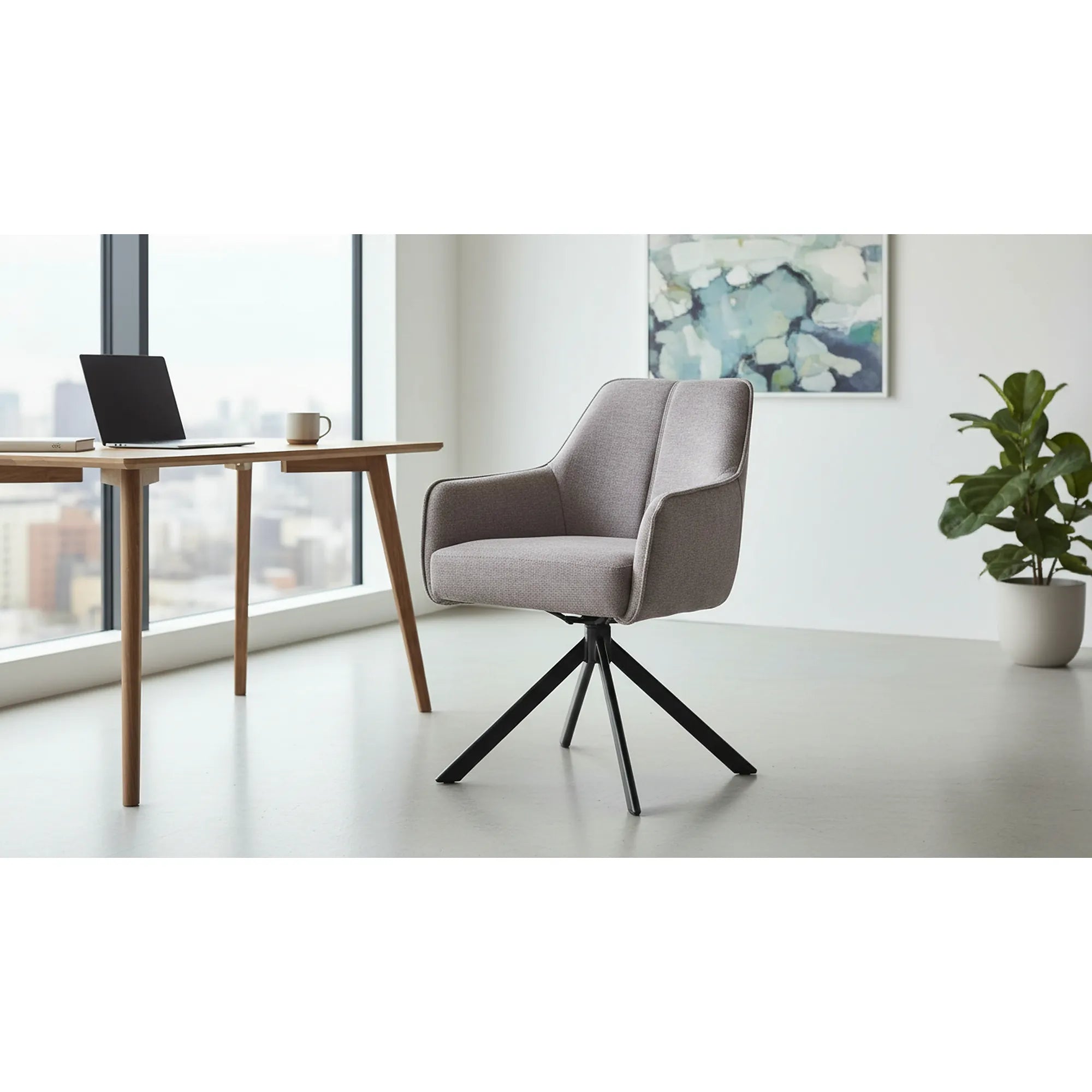 Scaun NOTTI, gri/negru, stofa clasica/metal, 55x45x83 cm
