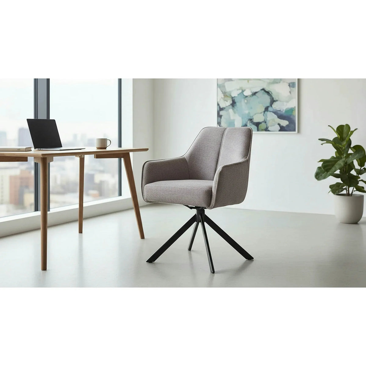 Scaun NOTTI, gri/negru, stofa clasica/metal, 55x45x83 cm