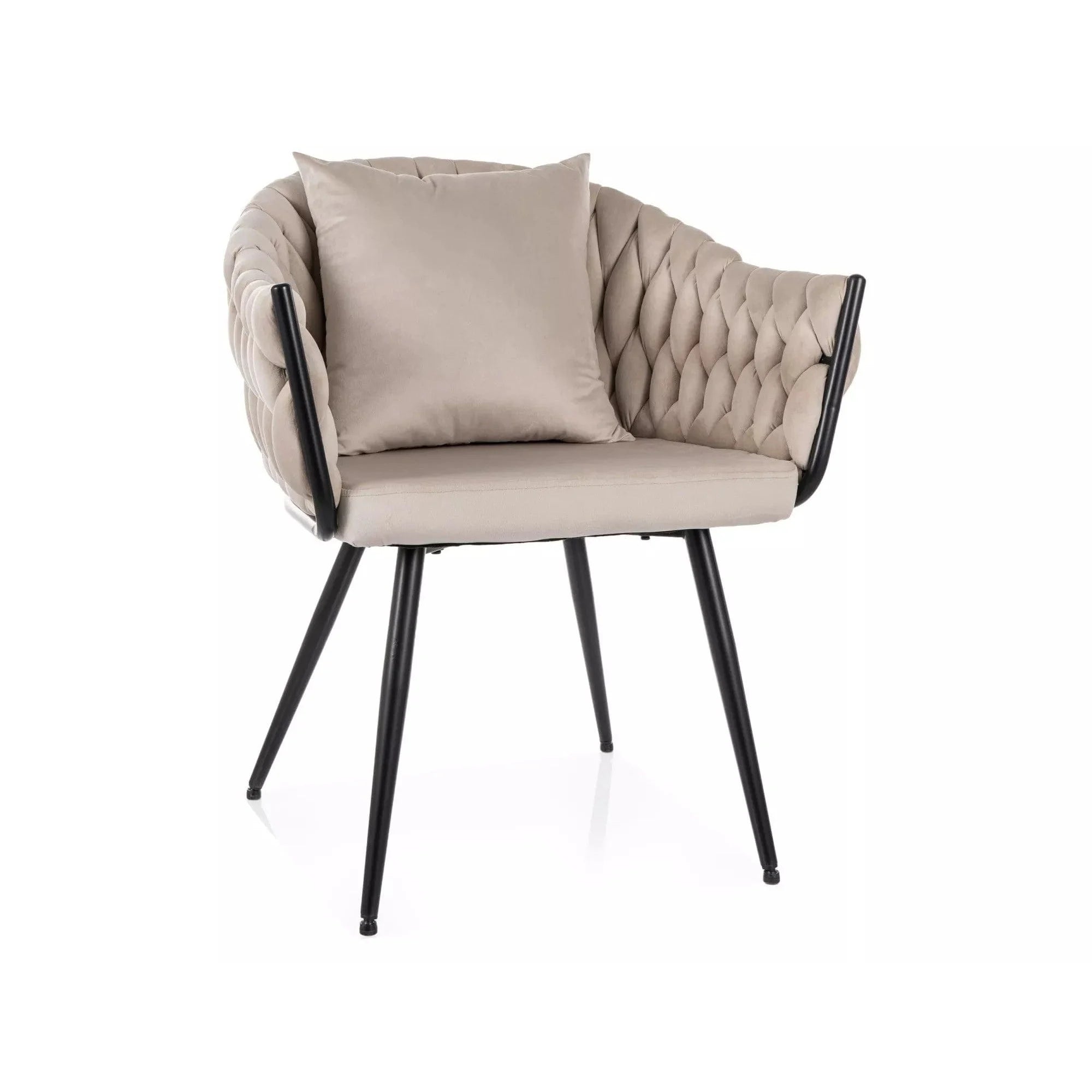 Scaun NUVO, bej deschis - Bluvel 30, stofa catifelata/metal, 62x47x86 cm