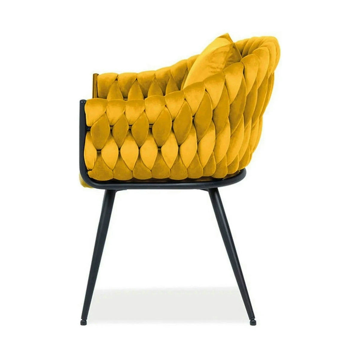 Scaun NUVO, galben mustar/negru, stofa catifelata/metal, 62x47x86 cm
