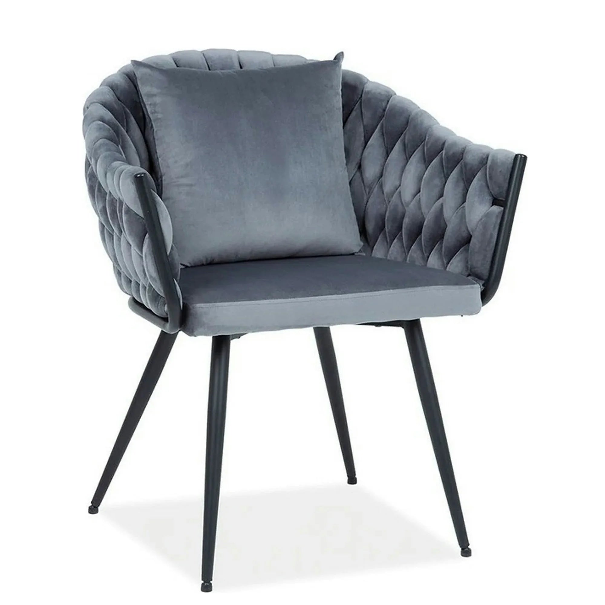 Scaun NUVO, gri/negru, stofa catifelata,metal, 62x47x86 cm