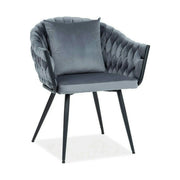 Scaun NUVO, gri/negru, stofa catifelata,metal, 62x47x86 cm