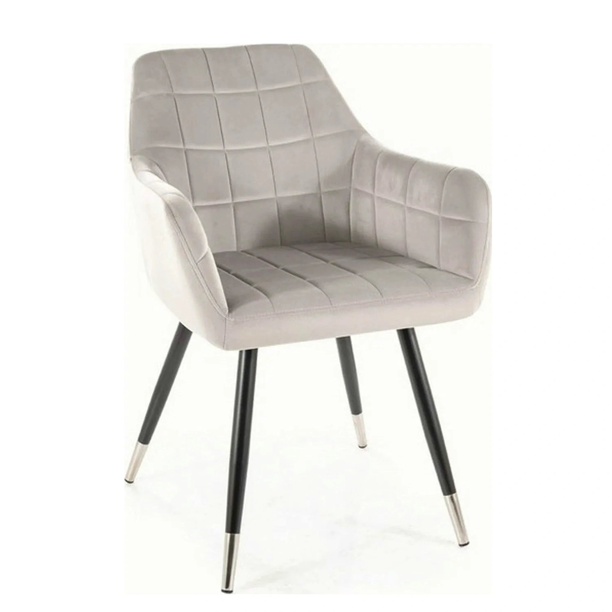 Scaun NUXE, gri deschis/negru, stofa catifelata/metal, 56x42x83 cm