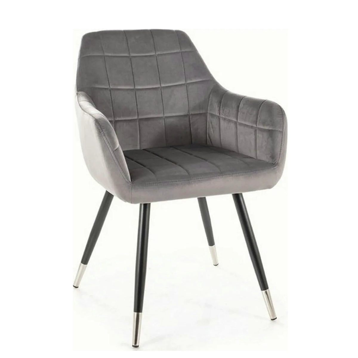Scaun NUXE, gri/negru, stofa catifelata/metal, 56x42x83 cm