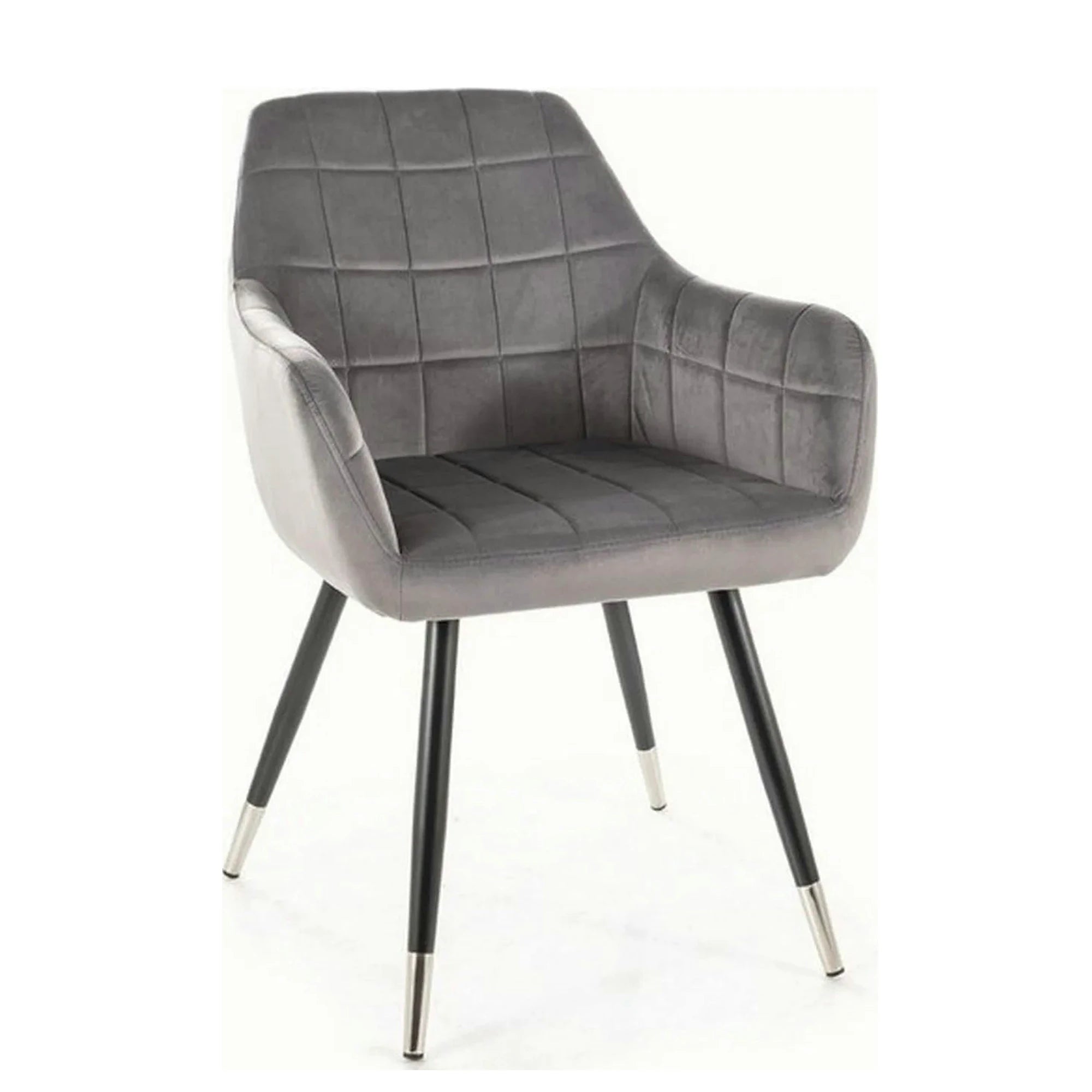 Scaun NUXE, gri/negru, stofa catifelata/metal, 56x42x83 cm