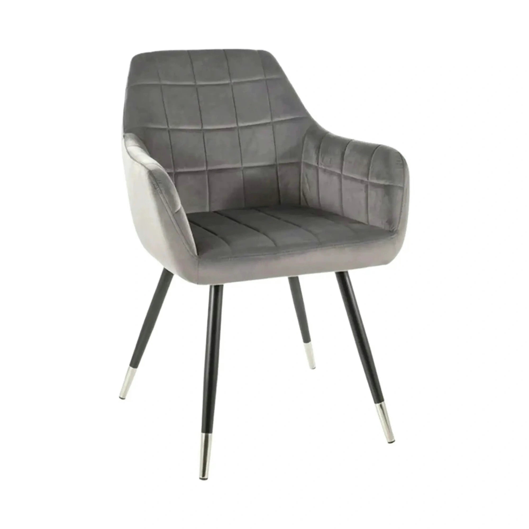 Scaun NUXE, gri/negru, stofa catifelata/metal, 56x42x83 cm