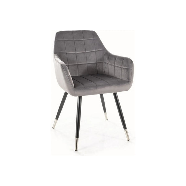 Scaun NUXE, gri/negru, stofa catifelata/metal, 56x42x83 cm