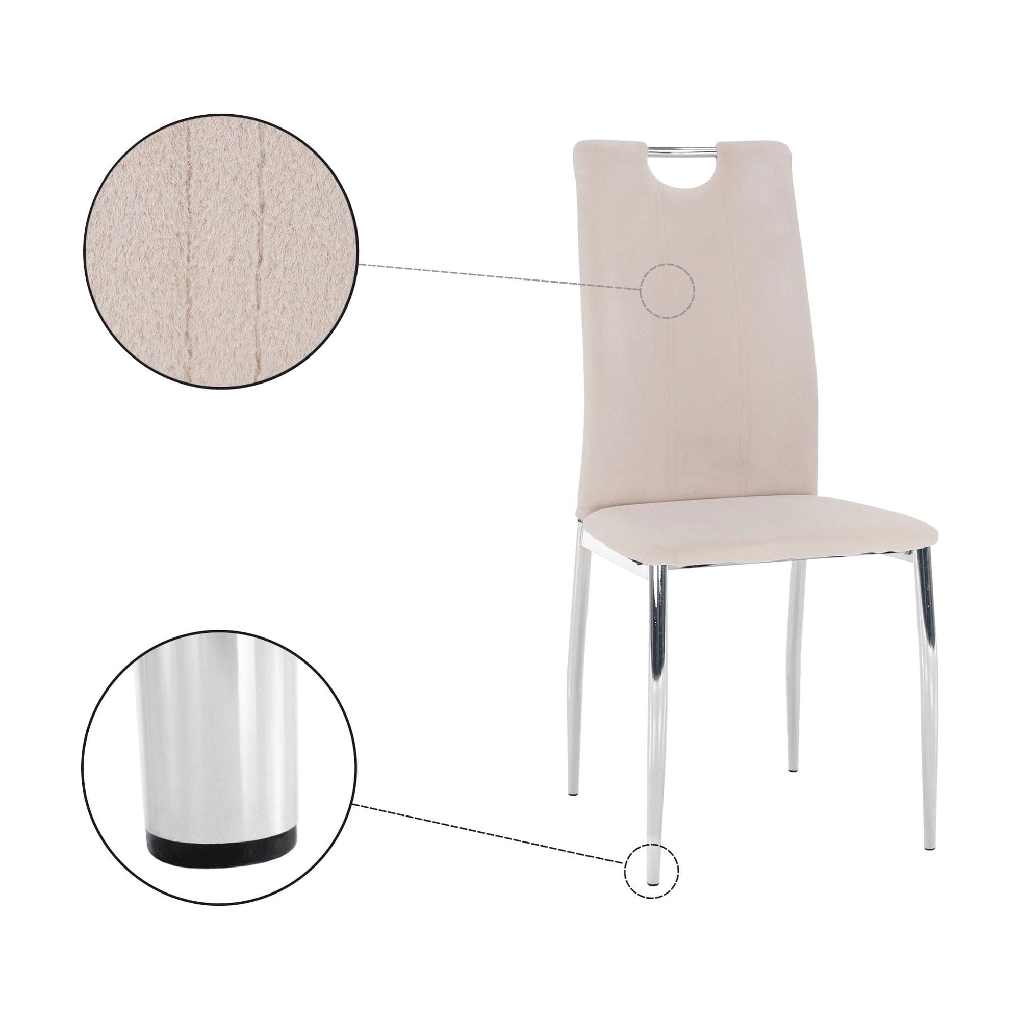 Scaun OLIVA NEW, bej/crom, stofa catifelata/metal, 42x52x97 cm