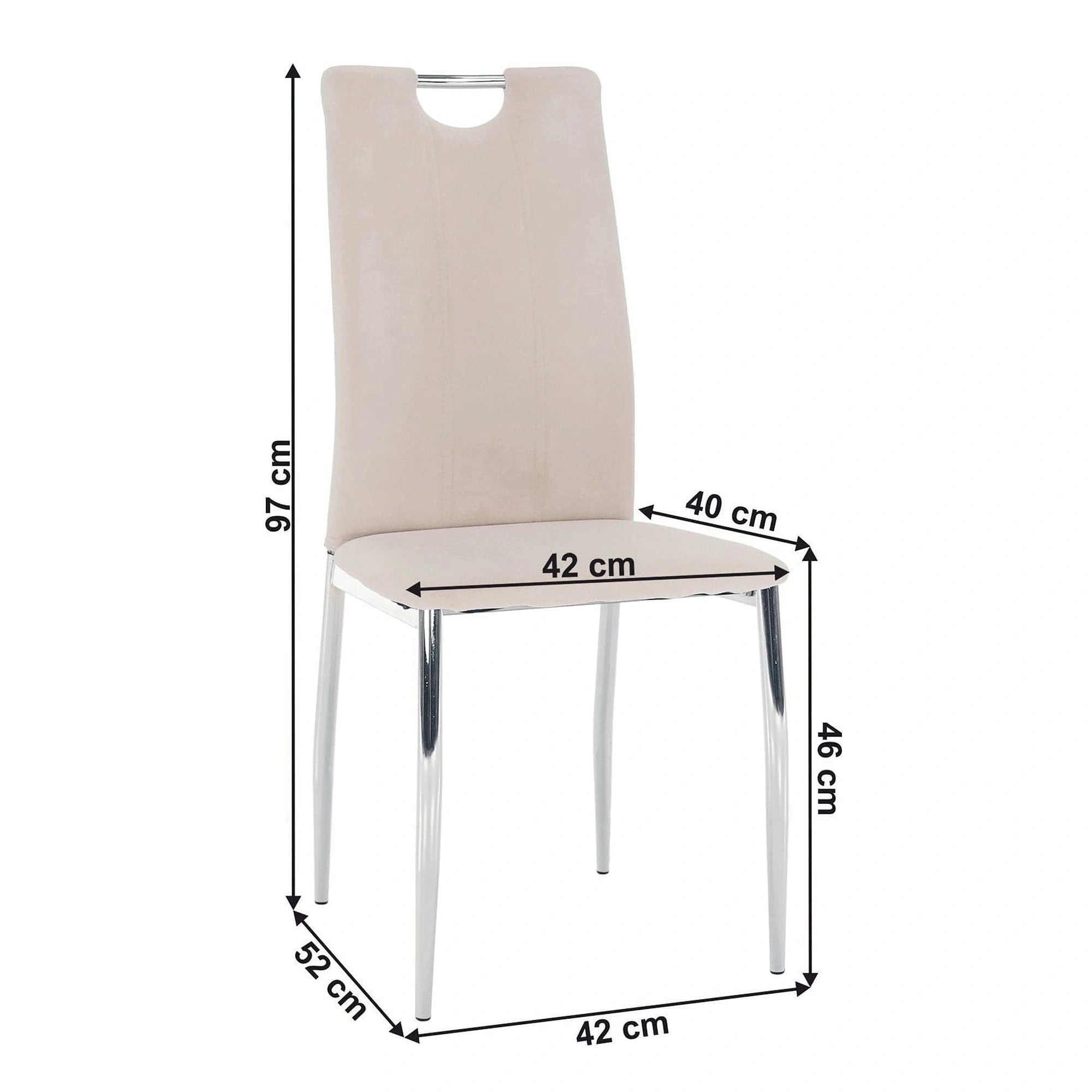 Scaun OLIVA NEW, bej/crom, stofa catifelata/metal, 42x52x97 cm