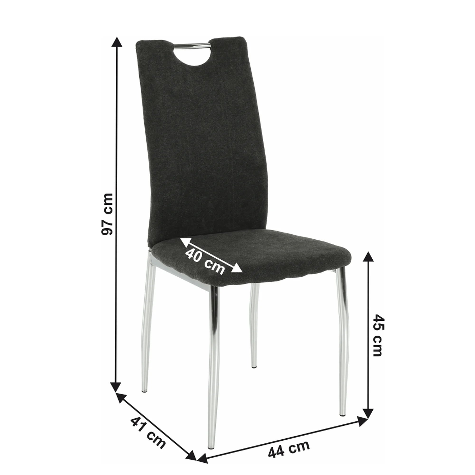 Scaun OLIVA NEW, gri maroniu/crom, textil/metal, 42x52x97 cm