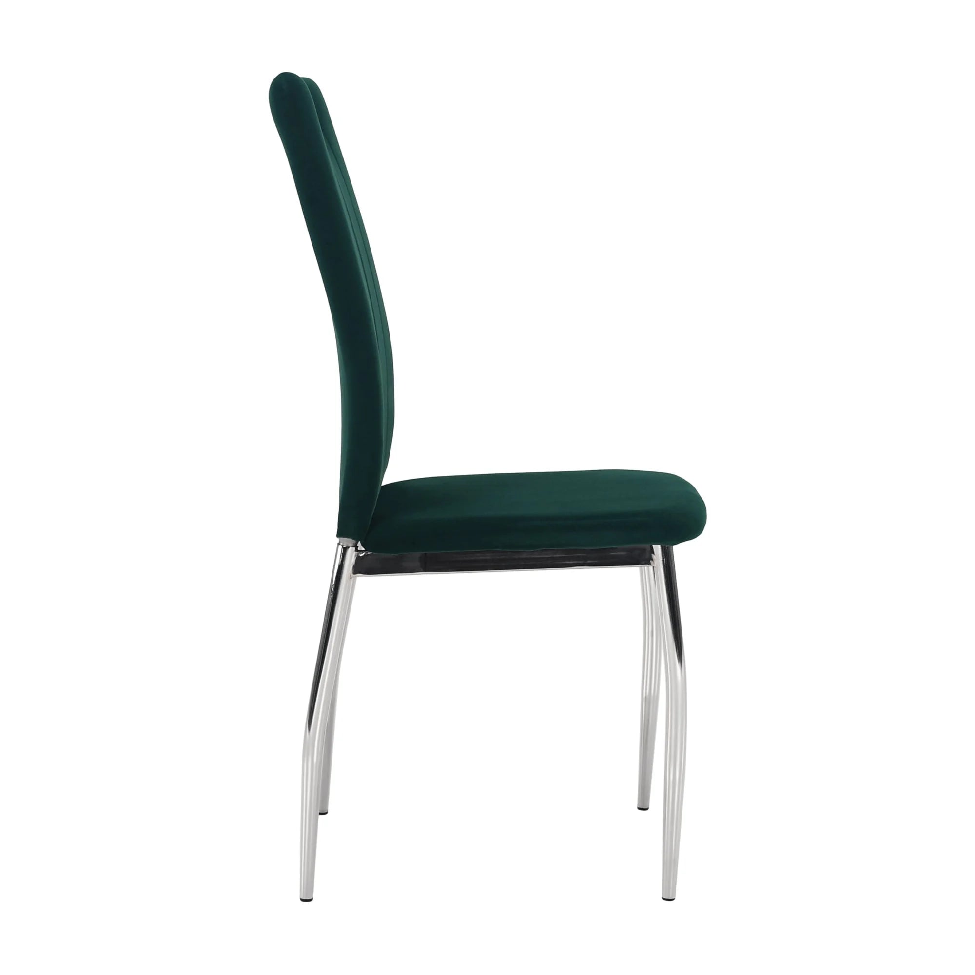 Scaun OLIVA NEW, verde inchis/crom, stofa catifelata/metal, 42x52x97 cm