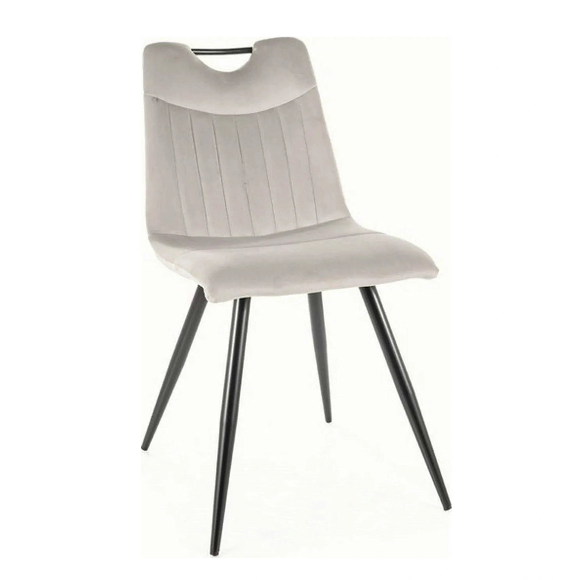 Scaun ORFE, gri deschis/negru, stofa catifelata /metal, 45x40x86 cm