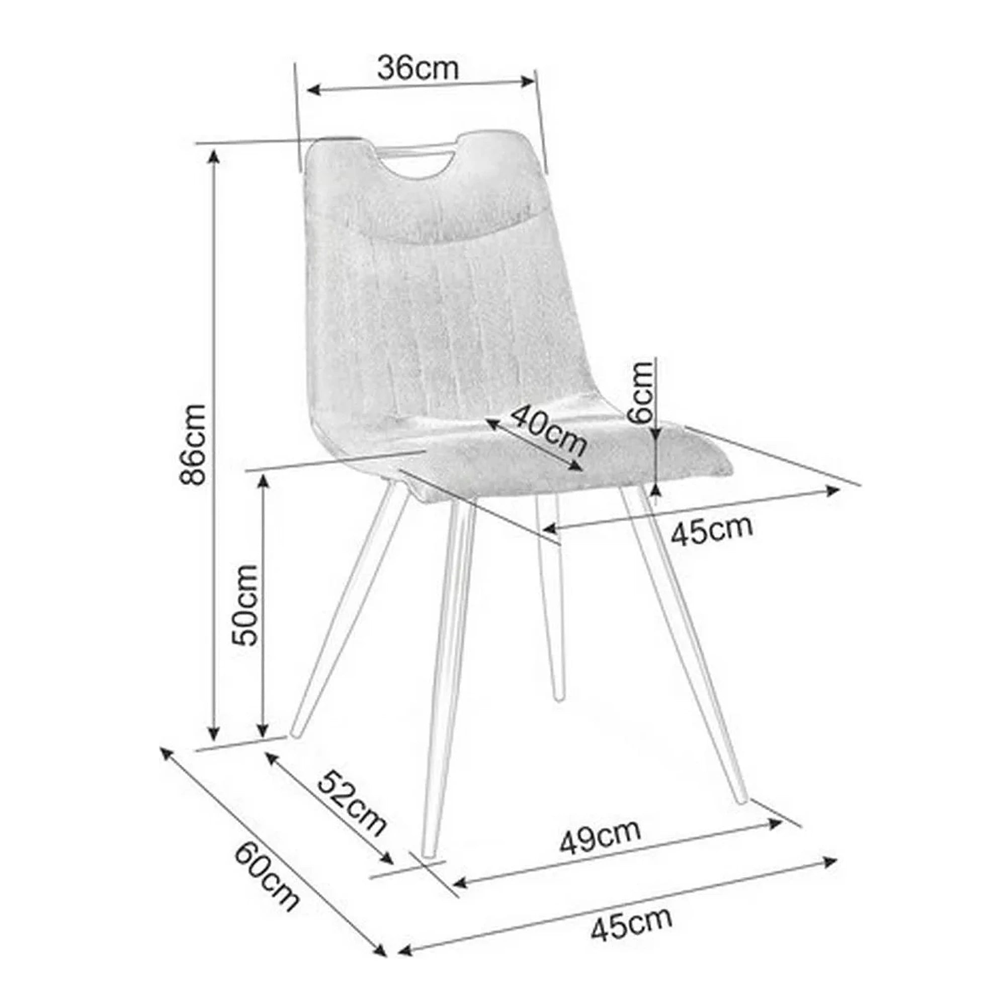 Scaun ORFE, gri/negru, stofa raiata/metal, 45x40x86 cm