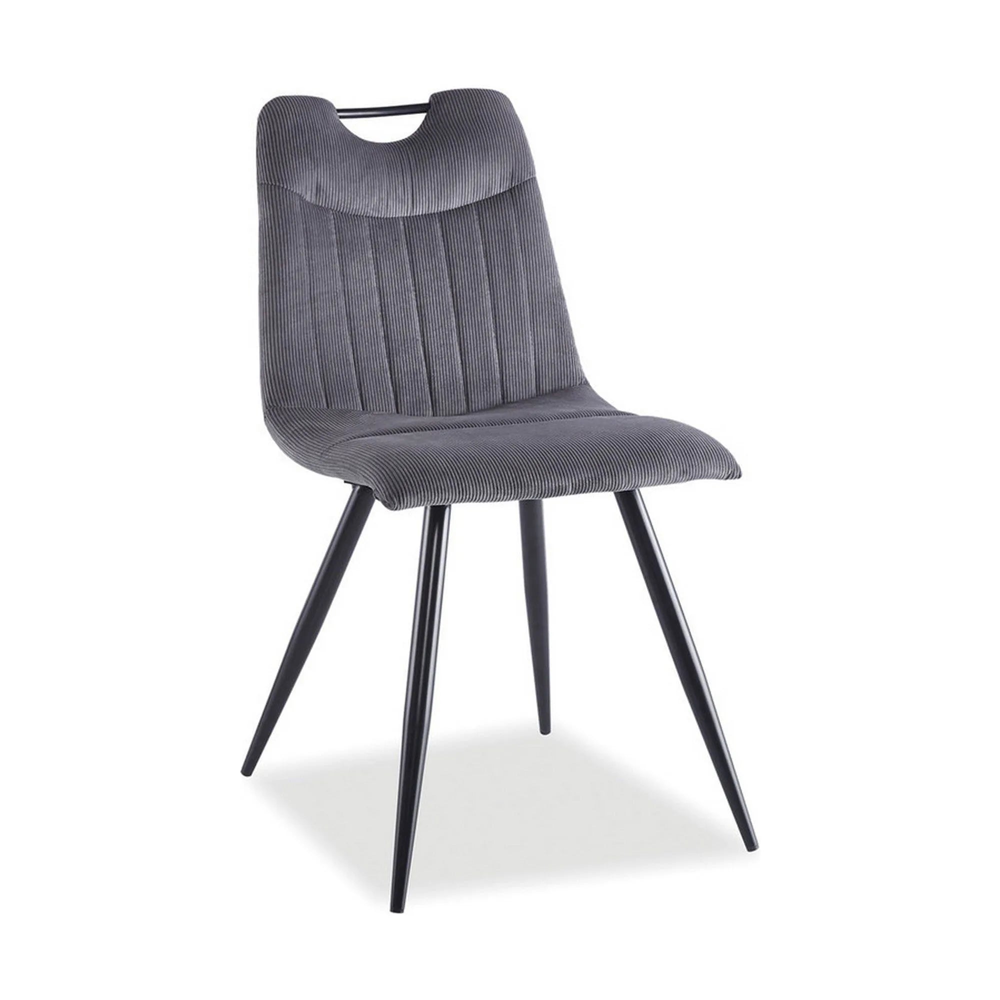 Scaun ORFE, gri/negru, stofa raiata/metal, 45x40x86 cm