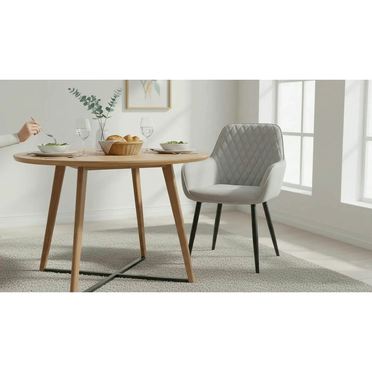 Scaun OSKOR, stofa clasica gri deschis - Nea 03, 56x59x84 cm