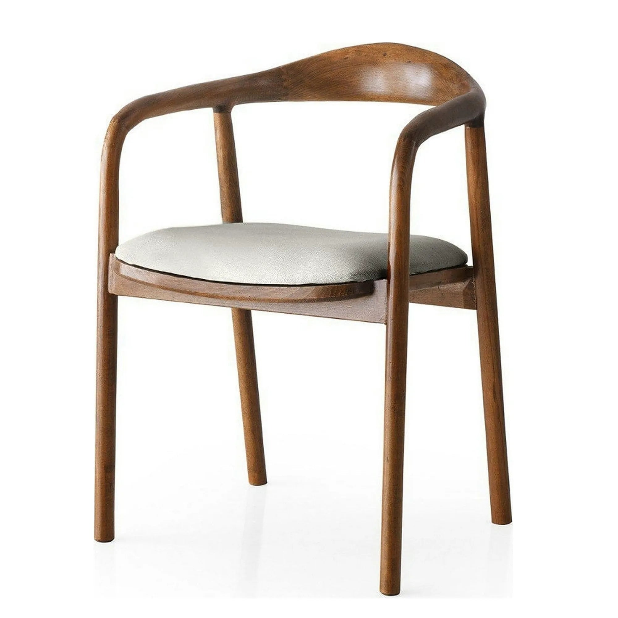 Scaun PA-027, crem/nuc, stofa catifelata/lemn, 52x51x77 cm