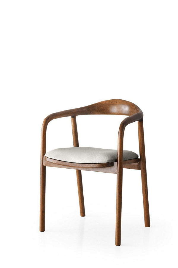 Scaun PA-027, crem/nuc, stofa catifelata/lemn, 52x51x77 cm
