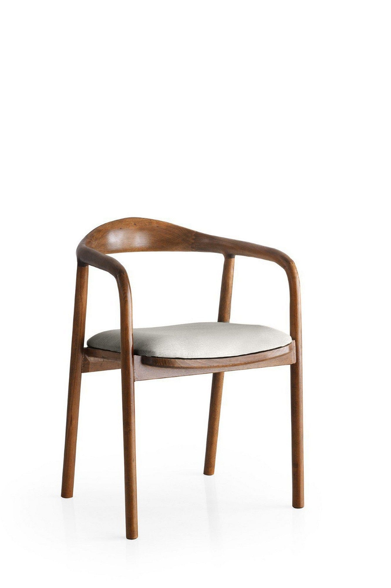 Scaun PA-027, crem/nuc, stofa catifelata/lemn, 52x51x77 cm