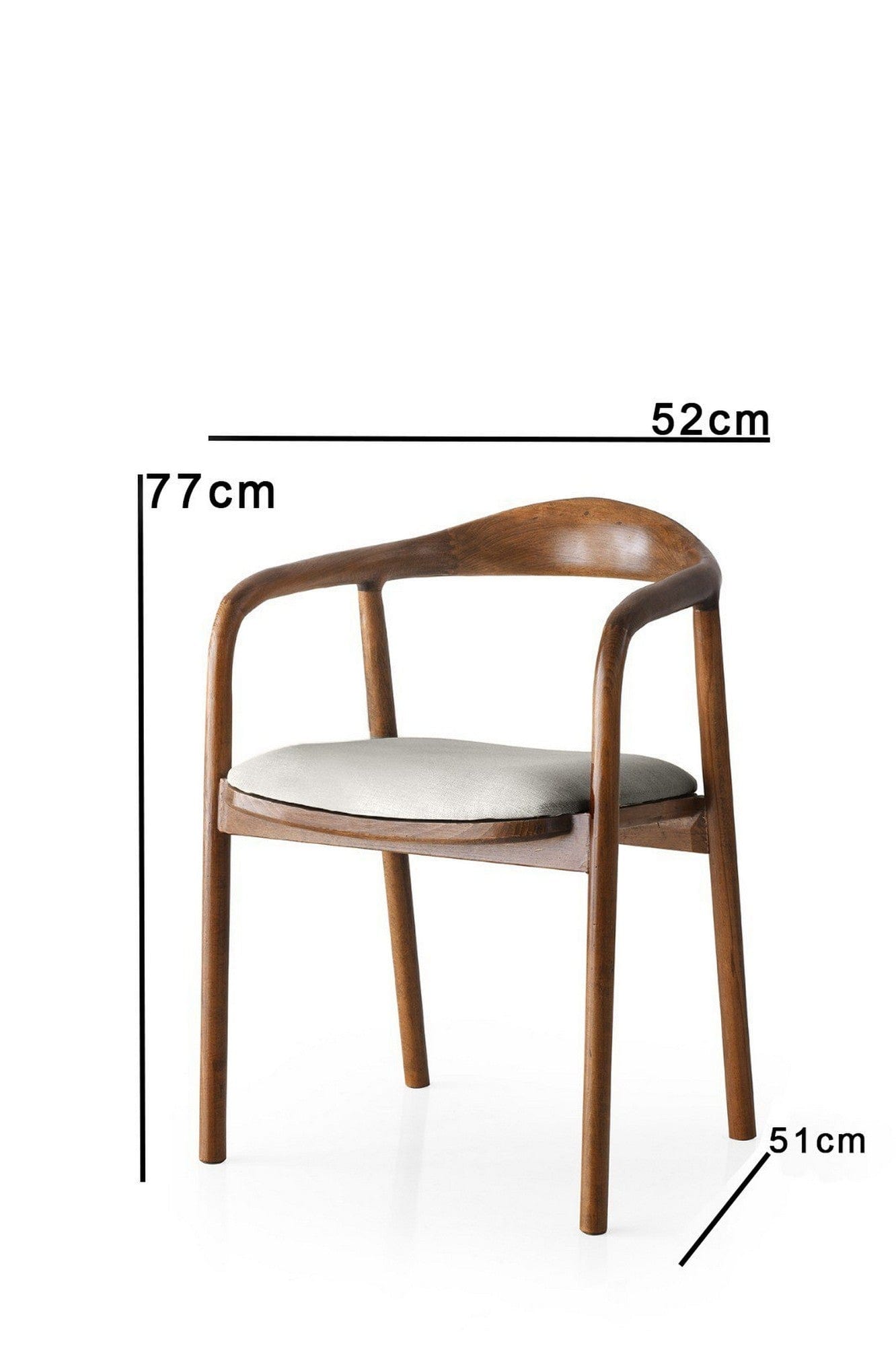 Scaun PA-027, crem/nuc, stofa catifelata/lemn, 52x51x77 cm
