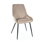 Scaun pentru living COBE, bej/negru, stofa catifelata/metal, 49x43x85 cm